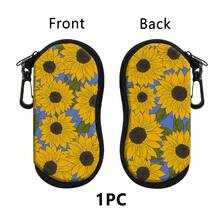 1pc Retro Flowers Printing Eyewear Cases Cover Sunglasses Case Sunflower Chrysanthemum Glasses Box With Zipper Portable Eyeglass Cases