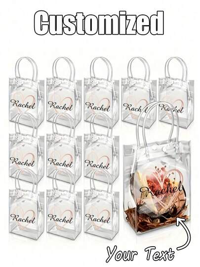 Set de 12/10/5/1 bolsas de tote personalizadas para fiestas festivas, bolsas de regalo de PVC transparente, bolsas de regalo de Halloween, bolsas de regalo festivas, bolsas de tote reutilizables y transparentes, suministros para pequeños negocios, gran valor, bolsas de compras, bolsas de fiesta, bolsas de fiesta de boda y cumpleaños, bolsas de tote para manualidades, recuerdos de fiesta, mejor precio, decoración del Día de San Valentín, bolsas de regalo del Día de San Valentín