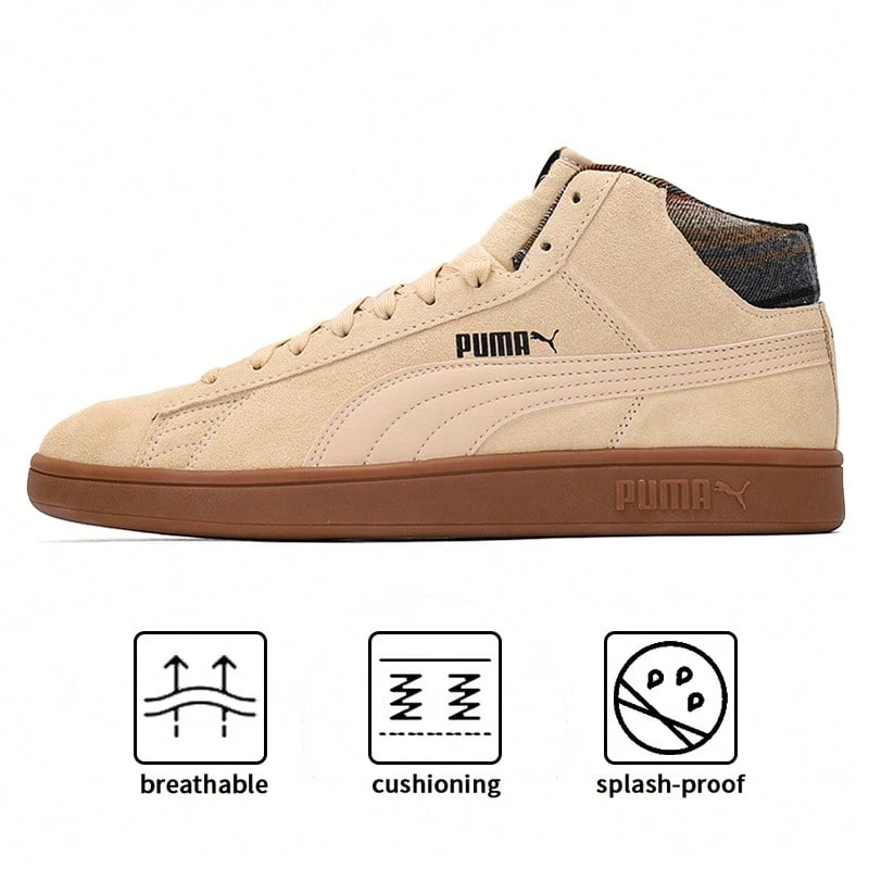 Giày thể thao cổ cao kẻ sọc Puma Smash V2 Mid WTR, lót giữ nhiệt, ấm áp, giày thường ngày du lịch ngoài trời dành cho nữ, 385174-02 - Hoa Văn Sỏi-Hoa Văn Sỏi-Đỏ-Đen - Xem 1