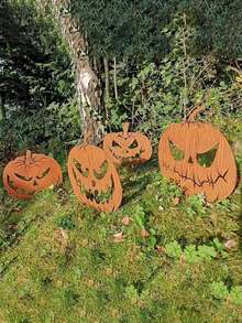 1pc Halloween Pumpkin Silhouette Wooden Garden Stake, Outdoor Pumpkin Party Decor, Suitable For Halloween, Christmas And Easter Decorations, Yard, Lawn, Patio And Haunted House Accents