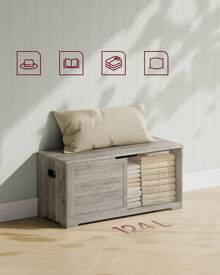 VASAGLE Storage Chest, Storage Bench, Blanket Box With 2 Hinges, Shoe Storage Bench, Farmhouse Style, 40 X 100 X 46 Cm, For Hallway, Bedroom, Living Room,Grey