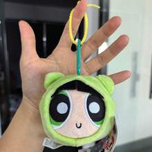 THE POWERPUFF GIRLS 8cm Powerpuff Girls Plush Hanging Ornament, Cute Round Rabbit, Dog, Bear Stuffed Animal Keychains, Birthday Gift