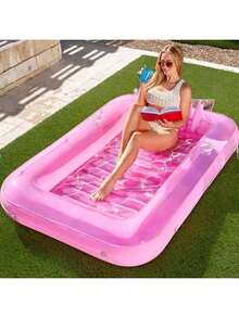 SLOOSH 85" X 57" Extra Large Adult Inflatable Pool Float Lounger With Pillow, 4-In-1 Sunbathing Bathtub Raft, Inflatable Pool Lounge Chair, Pool Party Gift, XL-Bright Pink - Multicolor - View 19
