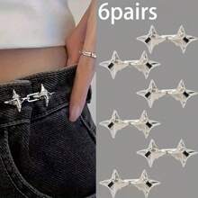 1/2/3/4/6/8pairs Light Luxury Temperament, Four Pointed Star Waist Tightening Tool, Adjustable Waist Buckle, Fashionable Jeans, Fixed Waist Buckle