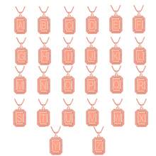 Rose/Gold-Plated Initial Necklace For Men And Women, A-Z 26 Letters Personalized Name Necklace, Random Delivery, Mystery, Square Double-Sided Engraved Pendant, Adjustable Size, Fashion Jewelry Gift - 1 件金色隨機 - 查看 10