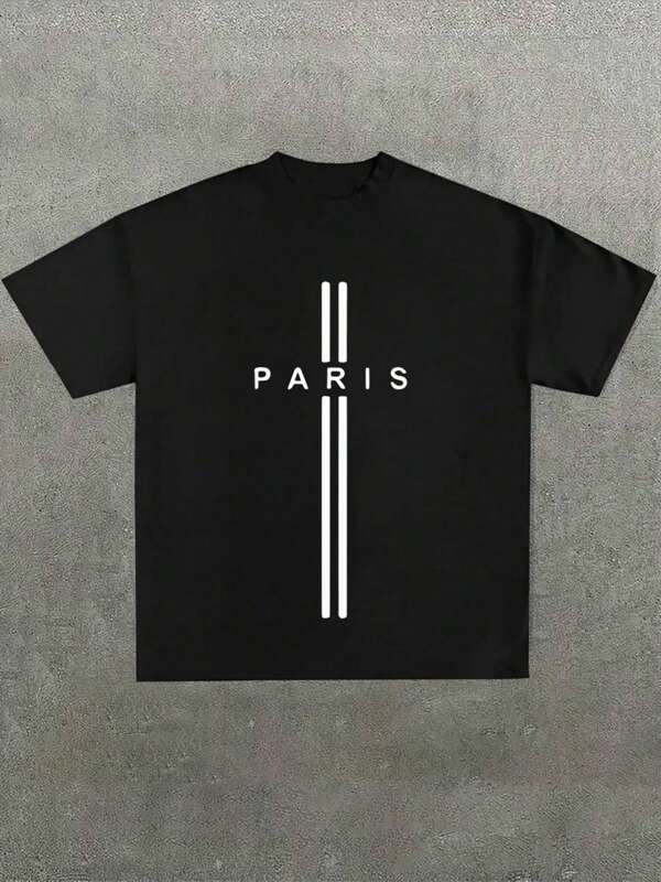 "PARIS" Cross Graphic Tee, Men's Summer Printed Short Sleeve T-Shirt, Casual T Shirt, Unisex