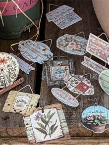 15 piezas/paquete Pegatinas con tema vintage de campo, pegatinas decorativas creativas y estéticas, materiales de manualidades para scrapbooking, regalos para fiestas, suministros escolares personalizados para scrapbooking