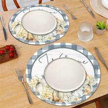 2 piezas/4 piezas/6 piezas Manteles individuales de diatomita con estampado de calabaza, decoración del hogar, decoración de Acción de Gracias, regalo de Acción de Gracias, adecuado para mesa de comedor, bar de café, decoración de temporada, manteles lavables, decoración de habitación, posavasos, alfombrillas de drenaje, manteles individuales de cocina y comedor, decoración de fiesta interior y exterior, decoración del hogar, regalo ideal