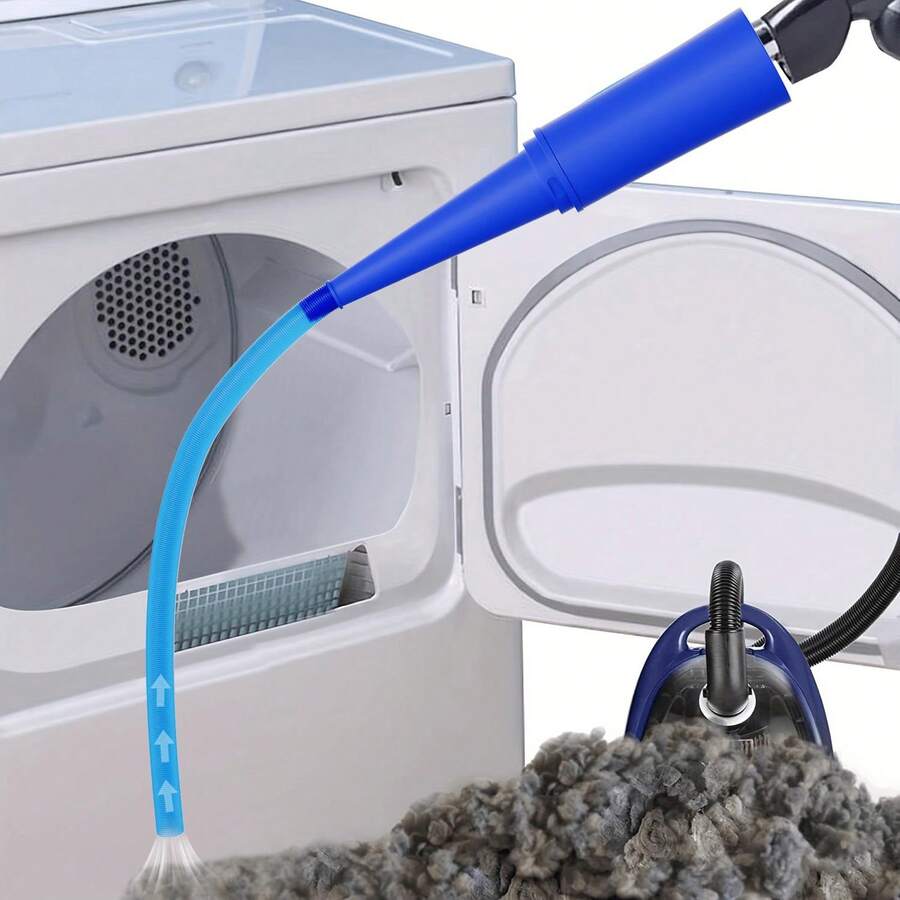1set Dryer Vent Cleaner Kit, Efficient Deep Cleaning, Removes Lint With Power Washer And Vacuum Hose Attachment - Blue - View 1