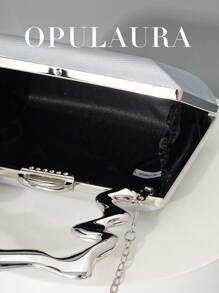 Sac à main bracelet métallique brillant à la mode pour femmes OpulAura, sac de soirée  de forme minimaliste en forme de boîte, sophistiqué et élégant, convient pour les fêtes à thème, les anniversaires, les rentrées scolaires et autres occasions