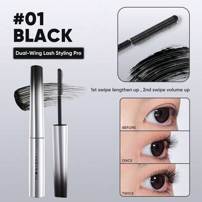 JUDYDOLL [双翼] 精华睫毛膏，丰盈，纤长，卷翘，防水，防晕染，速干睫毛膏，适合初学者，派对，音乐节，约会