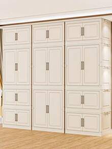 易于组装的衣柜，成人和儿童卧室储物柜，可折叠厚塑料收纳盒 - 實色 - 查看 1