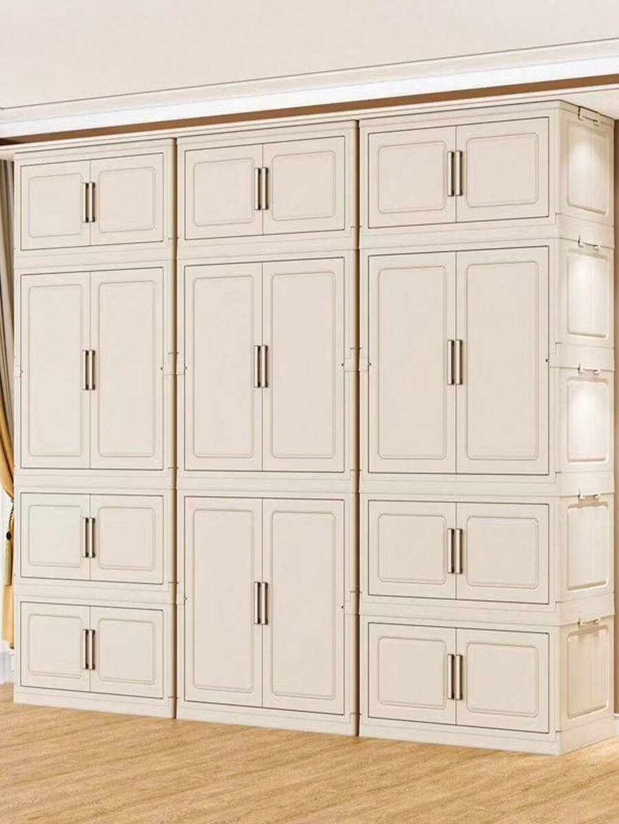 易于组装的衣柜,成人和儿童卧室储物柜,可折叠厚塑料收纳盒 - 實色 - 查看 1