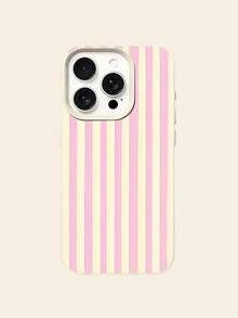 Simple Pink Vertical Striped Phone Wallpaper Background Print Large Hole Grain Milky White Phone Case For IPhone 16 PRO MAX/11/12/13/14/15/15 Pro/15 Plus/15 Pro Max/X/XS Max/XR/11 Pro/12 Pro - 白色 - 查看 5