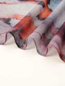 1条女士波西米亚水彩印花围巾，轻盈雪纺披肩，优雅百搭日常围巾（此款围巾采用单面印花雪纺面料，尺寸为70*180厘米。佩戴效果因人而异。请注意，我们不接受因材质或尺寸问题而提出的退货。） - 紅色 - 查看 7