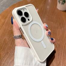Transparent White Edge Soft Gel Magnetic Charging Protective Case | Compatible With MagSafe, Shock-Resistant Ultra-Thin, Suitable For, Waterproof, Anti-Drop, Scratch-Resistant - White - View 3