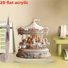 Captivating Acrylic Rotating Carousel 2D Desktop Decor - Perfect For Christmas Ideal Gift, Sunlight Catcher Design (Random Style) Home Decor Christmas Decorations Room Decor Winter