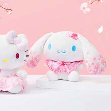 Miniso 1个三丽鸥肉桂狗樱花故事系列8英寸毛绒公仔，柔软的大耳朵饰有樱花图案，甜美的蕾丝蝴蝶结装饰，适合装饰和收藏，是生日和节日礼物的绝佳选择。 - 彩色 - 查看 2