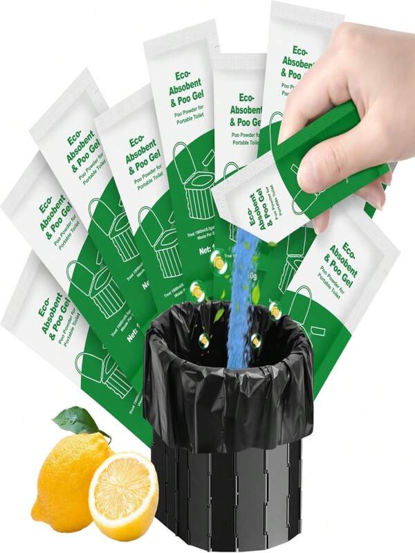Tragbares Toilettenabsorbentgel für Outdoor-Camping und Notfälle - Geruchskontrolle, schnell verfestigend für Toilettenbeutel & Reisetoiletten (10 Stücke/20 Stücke/30 Stücke/50 Stücke/100 Stücke)