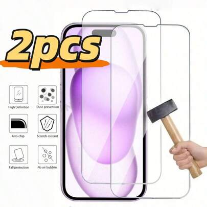 2pcs High-Quality Tempered Glass Screen Protector For IPhone 17 Pro Max/17 Pro/17 Air/17/13/14/15/16 Pro/Plus/Pro Max/16e - Scratch-Resistant, Easy To Install, Smartphone Accessories, Bubble-Free Fit, Suitable For IPhone 13/14/15/16 Pro Max Screen Protectors
