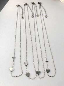 Colier din oțel inoxidabil cu 26 de litere, 1 buc., Fashion Niche, lanț de claviculă în formă de inimă, colier personalizat și versatil, placat cu aur de 18K, potrivit pentru ținute casual și de petrecere