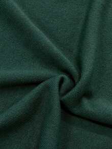 Kaos Rajut Lengan Pendek Warna Polos Ringan untuk Wanita, Atasan Musim Panas Minimalis - Dark Green - View 6