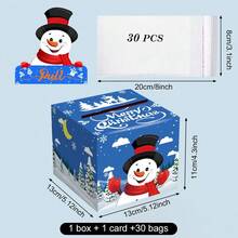 Julklappsask med kontanter, överraskningsplånboksask med glad lycklig plånbok, julsnögubbe, jultomte och renklappsask med kontanter - Blå - Visa 6