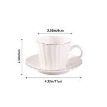 3oz/90ml Minimalist Ceramic Coffee Cup & Saucer Set, Suitable For Kitchen, Dining Room, Office, Tea Party, Arabic Coffee Cup, Espresso Cup, Tea Cup Set - White Gold B - View 2