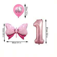 11 قطعة من سلسلة سانريو هالو كيتي، بالونات وردية مطبوعة بشعار هالو كيتي، بالونات وردية بشكل فيونكة وأرقام، مجموعة لحفلة عيد الميلاد العائلية