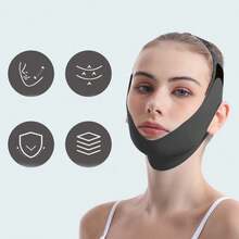 V-Shaped Contour Shaper Band - Adjustable Elastic Ear Hooks Sleep & Daily Comfort - Black - View 3