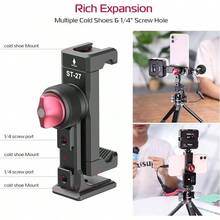 PICTRON Soporte de trípode de Metal para teléfono, 3 Zapatos fríos y Puerto Arca, Adaptador de trípode de 360 °   para,, Soporte para teléfono Celular, trípode de computadora - ST-27 - Ver 6