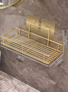 Luxury Wall-Mounted Bathroom Organizer Rack, No Drilling Required, Vanity Storage Shelf For Toiletries - Gold - View 7