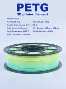 MXLX PETG 3D Printer Filament, 1.75mm, 1kg (2.2 Lbs), High-Precision, Strong, Odorless, Fluid, Moisture-Resistant 3D Printing Filament, Available In A Variety Of Rainbow Colors.