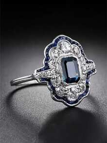 1 件华丽方晶锆石戒指，适合女士，情人节礼物，结婚周年派对珠宝，妈妈，母亲，母亲节，礼物