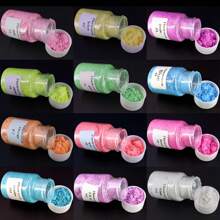 Dofuny 12瓶霓虹珍珠云母粉树脂颜料 DIY环氧树脂染料 珠宝制作 化妆品原料 天然云母矿物粉 DIY树脂艺术项目粉 - 12色一套 - 查看 2