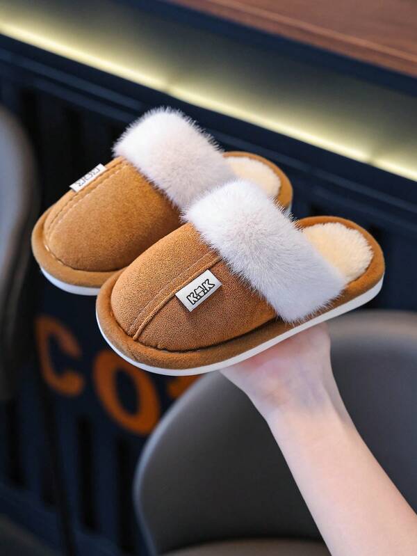 Pantuflas térmicas para niños, nuevas zapatillas de invierno a juego para niños y niñas, cálidas para el hogar, con suela suave y antideslizante
