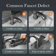 1个1080度旋转水龙头延长器，采用ABS和铜合金材质，适用于家庭浴室和厨房水龙头安装，节水型浴室/厨房水龙头配件，家居浴室装饰