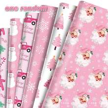 12 Stück rosa Weihnachtsgeschenkpapier, Weihnachtsmann, Schneemann, Schneeflocke, Stern, Baum Geschenkpapier, flach gefaltet Weihnachtskunstpapier, für DIY handgemachte Geschenkverpackung zu Weihnachten, Winter, Geburtstagen, Geschenkdekoration Papier, Party Geschenkbox Außenverpackung Papier.