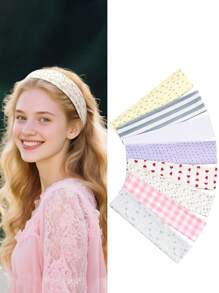 1/6 قطع شريط رأس بطبعات زهرية أنيقة للنساء، شريط رأس قماشي ناعم مرن لا ينزلق بشكل زهرة وقلب، اكسسوارات شعر Y2K هدايا للعودة إلى المدرسة للبنات، هدايا عيد ميلاد وعيد الميلاد لزوجة وأخت وصديقة. شريط شعر للخريف والشتاء للملابس الرسمية للمرأة الأنيقة