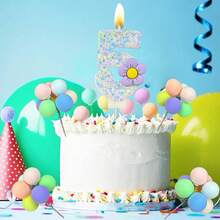 Sequin Creative Cute Personalized Purple Small Flower Number Candle / Cake Decoration Candle With Anti-Drip Wax Tray / Birthday Cake Decoration Candle / Wish Candle / Suitable For Birthday / Party Wedding / Romance / Anniversary