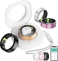 Smart Ring For Women Men, Health Tracker With Heart Rate/Blood Oxygen/Blood Pressure/Sleep Monitoring/Step Counting, IP68 Waterproof Fitness Ring, No App Fees For & Android (Lavender Pink, 6 # ) - Bạc - Xem 11