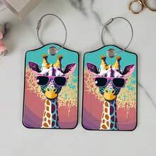 Etiqueta de bagagem Giraffe - Etiqueta de identificação de viagem leve e moderna, design vibrante, adequada para malas, mochilas, acessórios de malas de viagem | Design lúdico | Etiqueta