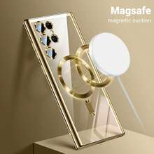 适用于三星S25、S25+、S25 Ultra、S25 Edge的防震磁吸透明电镀边框手机壳，支持无线充电，提供全方位保护，也兼容S24、S24+、S24 FE、S24 Ultra、S23、S23+、S23 FE、S23 Ultra、S22、S22+、S22 Ultra、A35、A55、A05、A15、A06、A16以及16、15、14、13、12、11 Pro Max Plus、7、8、SE、7P、8P、X、16e等机型。春季生日礼物之选。国际版，非国内版。 - 金色 - 查看 5