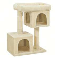 Feandrea Cat Tree, 84 Cm Tower, L, Condo For Large Cats Up To 7 Kg, Large Perch, 2 Caves, Scratching Post, Beige - Beige - View 9
