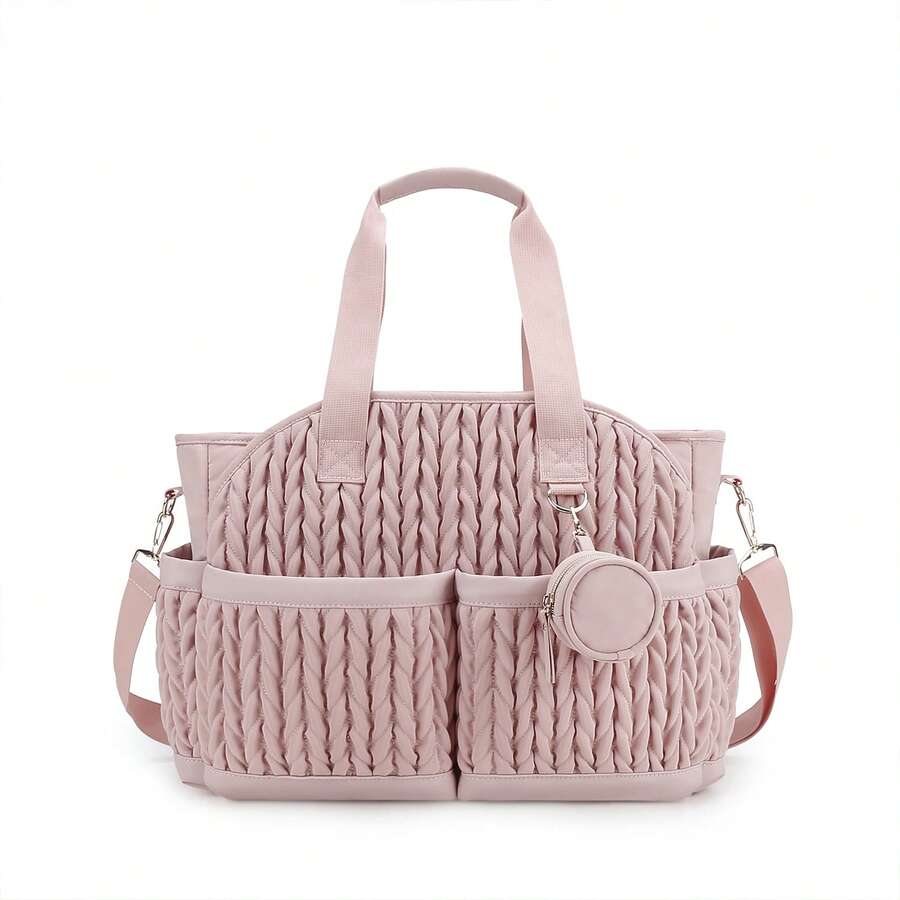 1 Stück neue gesteppte Mama-Tasche, Schultertasche mit Stauraum, wasserfestes Material für Schwangerschaft & Babytransport, Wickeltasche - Verschiedenfarbig - Übersicht 1