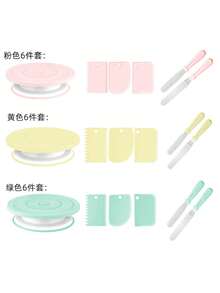 ケーキターンテーブル 6点セット (ヘラ・パレットナイフ付) 製菓道具 片手回転設計 省スペース収納 ベーキング初心者向け - イエローターンテーブル6点セット - チェックする 4
