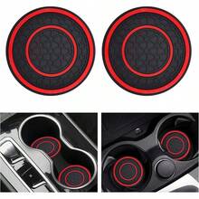 2PCS Car Cup Holder Coasters |   2.75 Non-Slip Anti-Dust Mats Car Interiors |   Inserts (Red) - Red - View 8