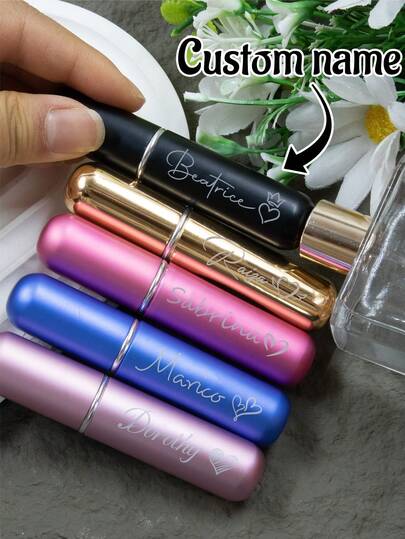 Bouteille de parfum personnalisée avec nom, bouteille de parfum de voyage rechargeable personnalisée, bouteille de parfum mini personnalisée, vaporisateur pour parfum, cadeaux personnalisables pour enterrement de vie de jeune fille, anniversaire, demoiselles d'honneur, multifonctionnel, voyage, portable, bouteille de liquide, femmes, meilleures amies, petites amies, petits amis, collègues, exquis
