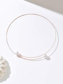 1pc Faux Pearl Choker Necklace In Vacation Style - Yellow Gold - View 8