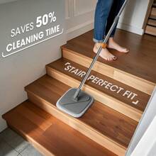 BOMIDI  Spin Mop And Bucket Set, Includes Dual Compartment Mop Bucket With Thick Washable Microfiber Pads Home Cleanin2025 - 旋轉拖把 灰色 - 查看 7